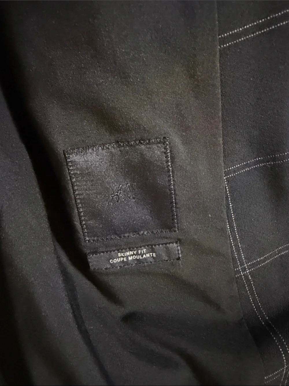 H&M Men’s Black Windowpane Skinny Fit Suit Jacket & Pants 33R